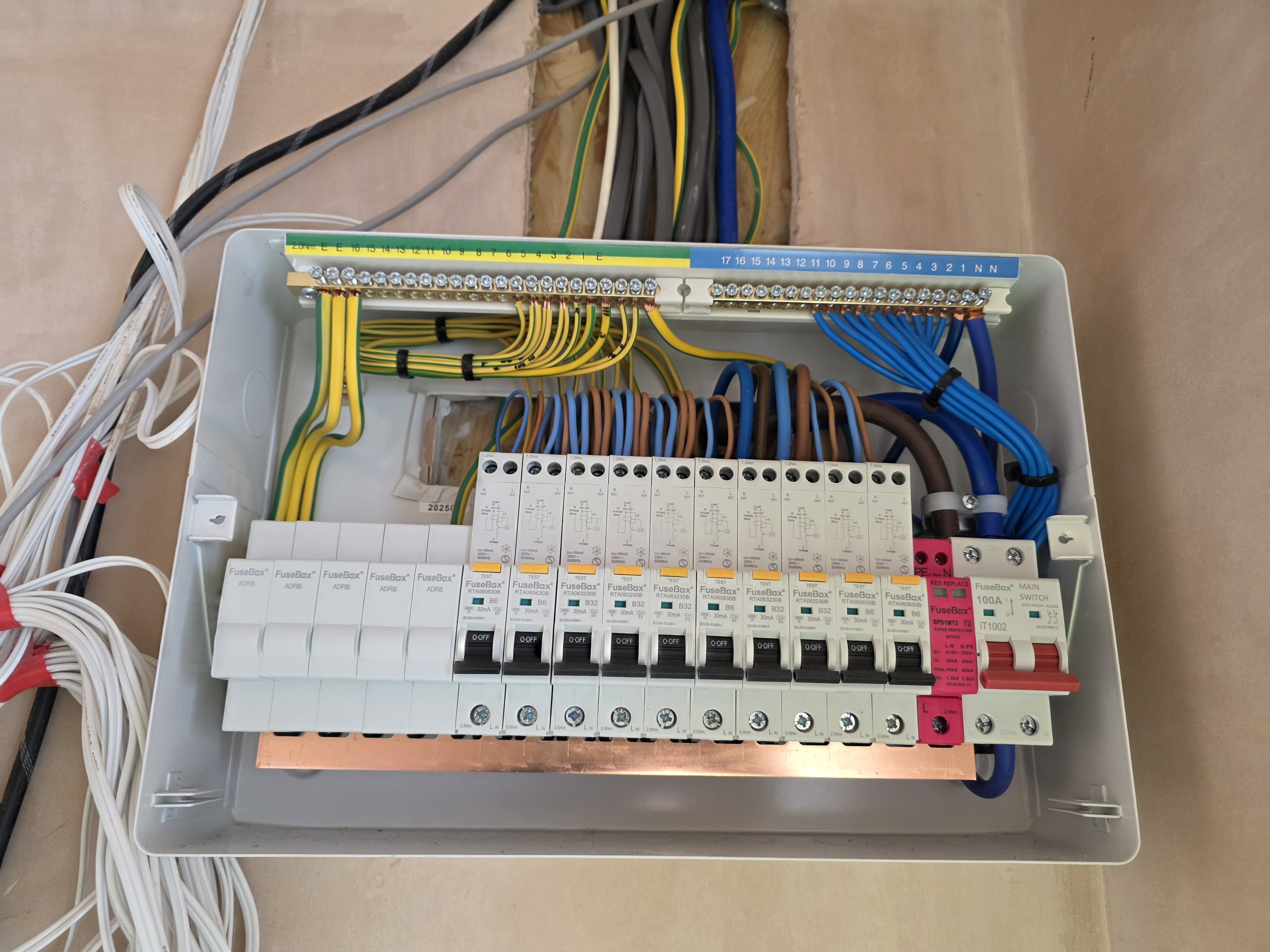 Neatly installed modern FuseBox consumer unit by CALLFIX Electrical Services
